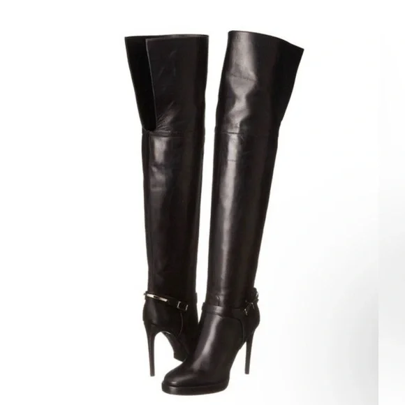 Black Burberry BarktolBuckle Platform Over the Knee High boots sz UK36 US 6 NWT - Picture 1 of 13